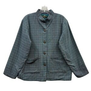 Vintage Orvis Women's Plaid Button Front Jacket Preppy Rustic Retro Outdoor L